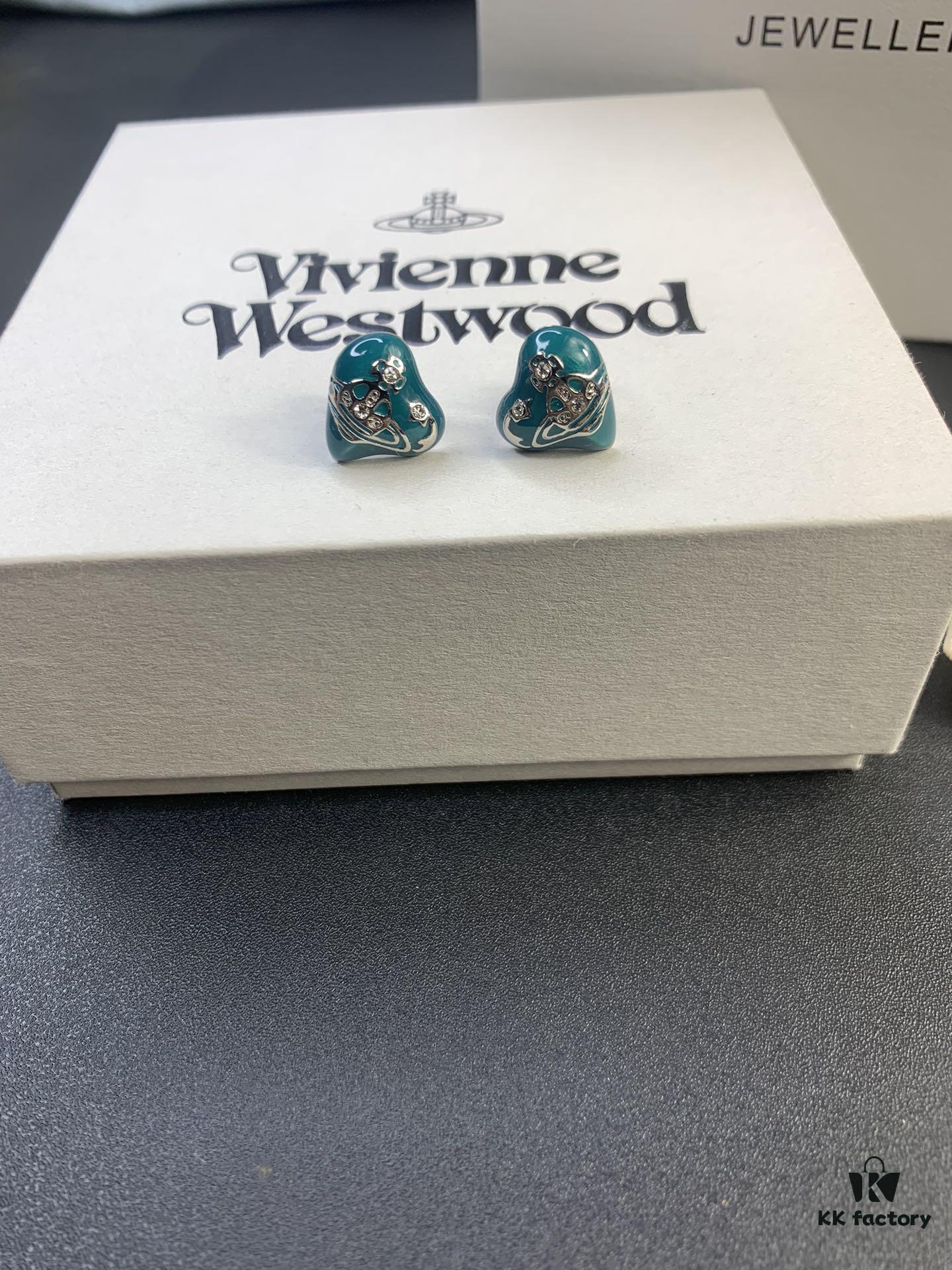 6930125d12f62673a6fac67d New Arrival: Vivienne Westwood Love Heart Enamel Stud Earrings, Red, Blue, Black, Plated in 18K Real Gold, Available in White Gold and Rose Gold