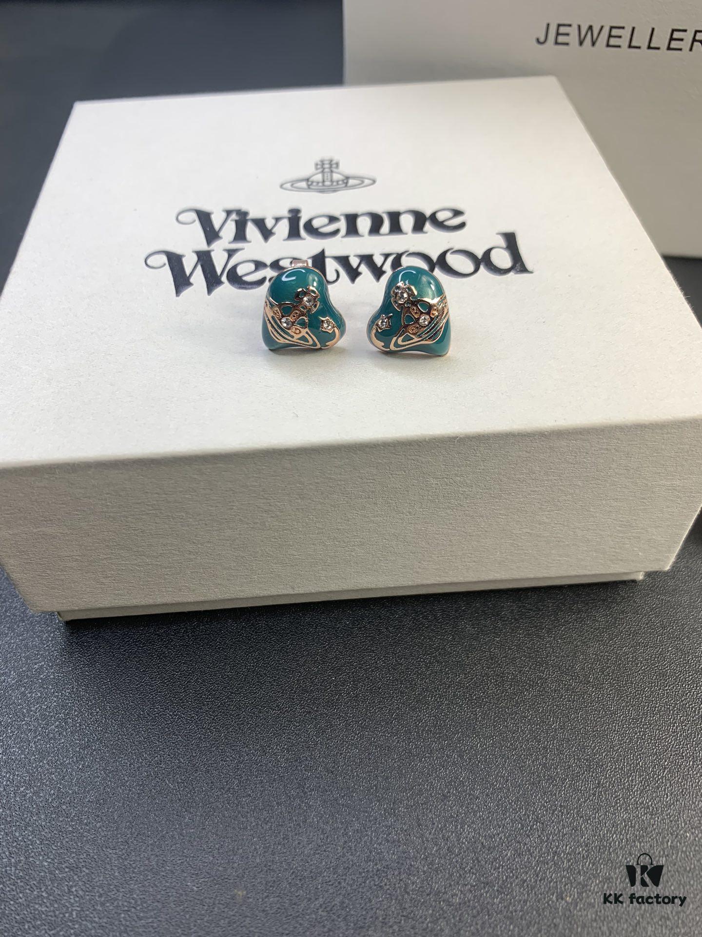 6930125f12f62673a6fac67e New Arrival: Vivienne Westwood Love Heart Enamel Stud Earrings, Red, Blue, Black, Plated in 18K Real Gold, Available in White Gold and Rose Gold