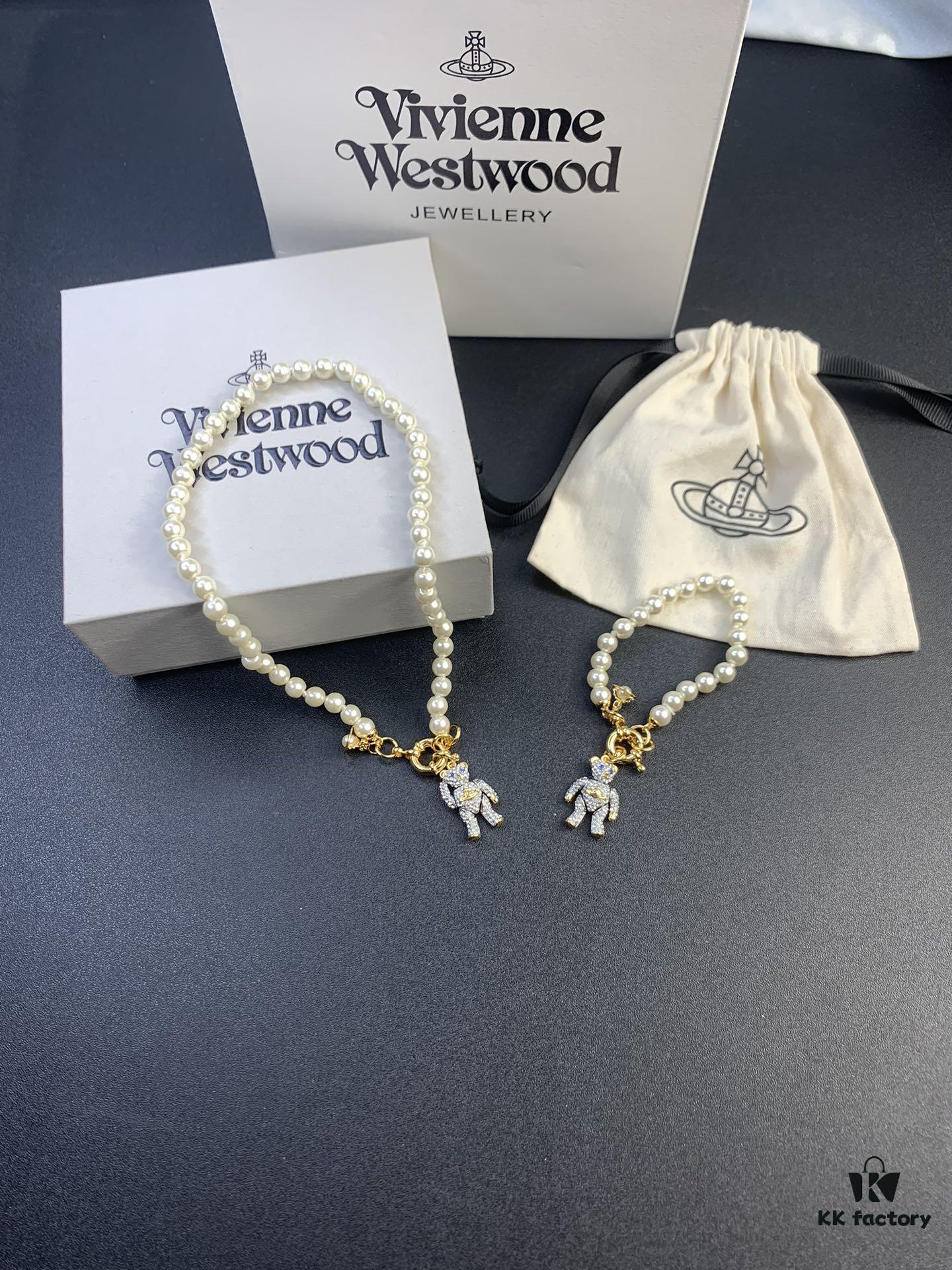 6930125f12f62673a6fac67f New Arrival: Vivienne Westwood Teddy Bear Pearl Necklace and Bracelet, 360-Degree Rotating Design, Freely Adjustable