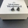 6930126112f62673a6fac681 New Arrival: Vivienne Westwood Love Heart Enamel Stud Earrings, Red, Blue, Black, Plated in 18K Real Gold, Available in White Gold and Rose Gold
