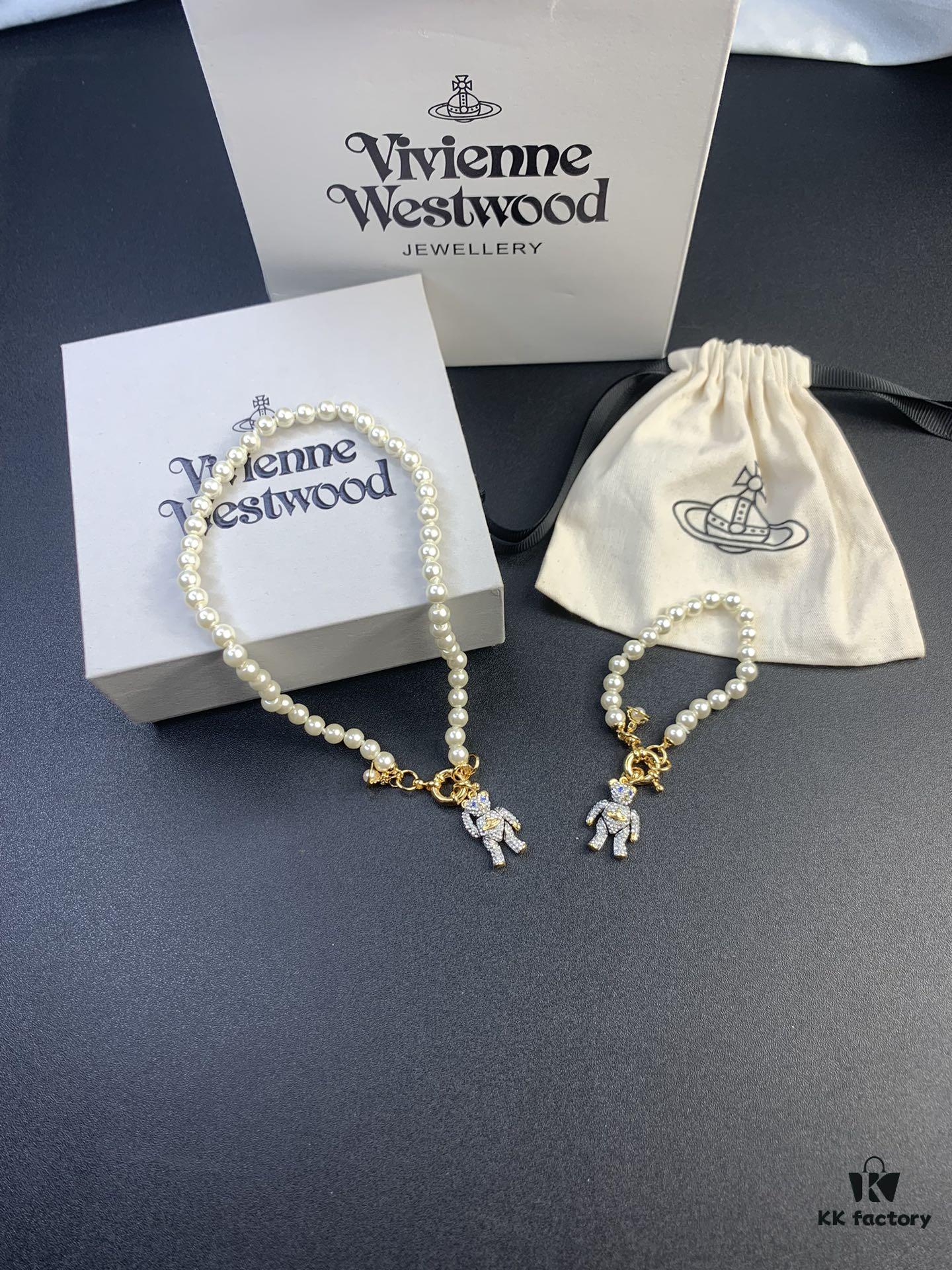 6930126112f62673a6fac682 New Arrival: Vivienne Westwood Teddy Bear Pearl Necklace and Bracelet, 360-Degree Rotating Design, Freely Adjustable