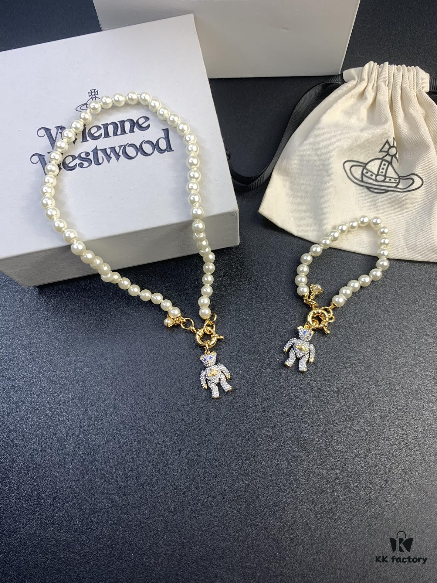 6930126312f62673a6fac683 New Arrival: Vivienne Westwood Teddy Bear Pearl Necklace and Bracelet, 360-Degree Rotating Design, Freely Adjustable