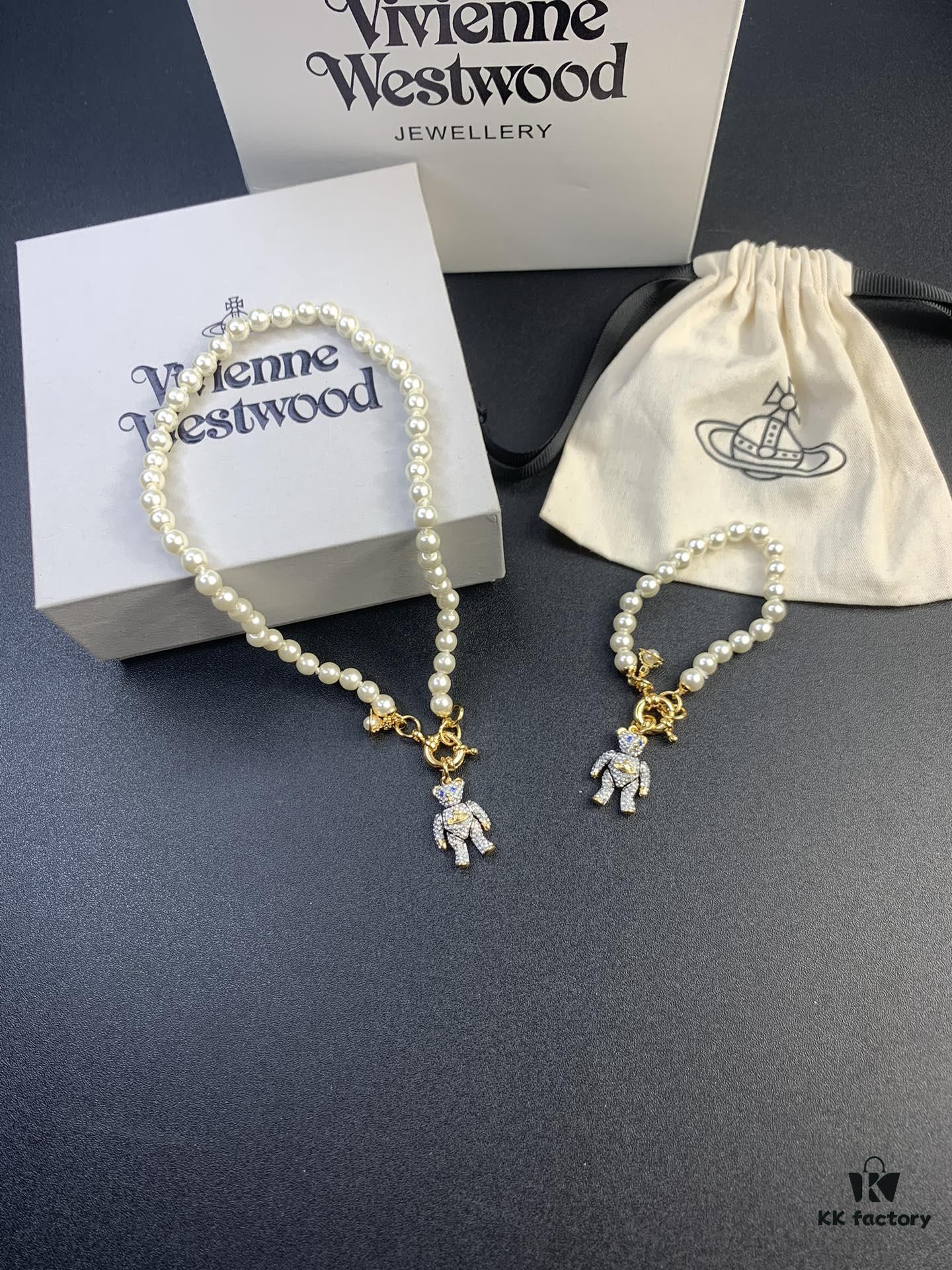 6930126512f62673a6fac685 New Arrival: Vivienne Westwood Teddy Bear Pearl Necklace and Bracelet, 360-Degree Rotating Design, Freely Adjustable