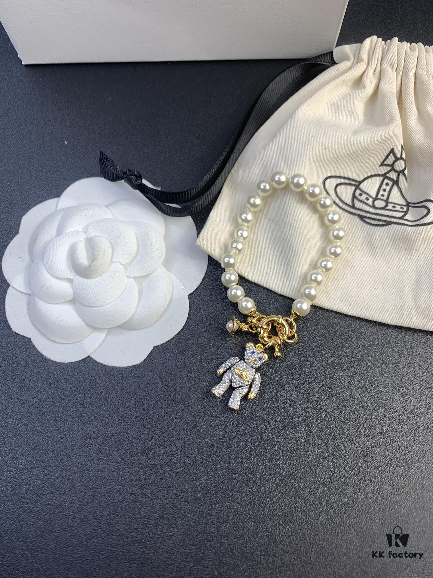 6930126512f62673a6fac686 New Arrival: Vivienne Westwood Teddy Bear Pearl Necklace and Bracelet, 360-Degree Rotating Design, Freely Adjustable