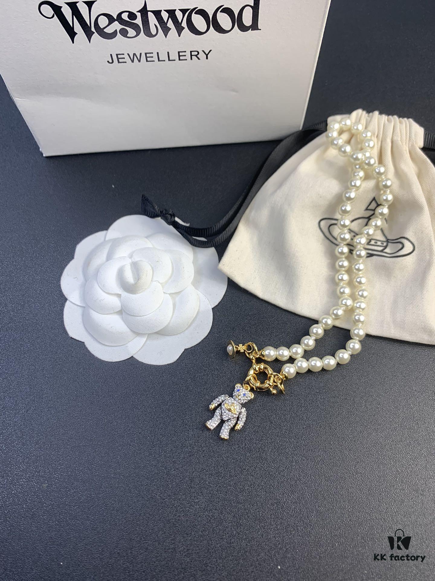 6930126712f62673a6fac68a New Arrival: Vivienne Westwood Teddy Bear Pearl Necklace and Bracelet, 360-Degree Rotating Design, Freely Adjustable