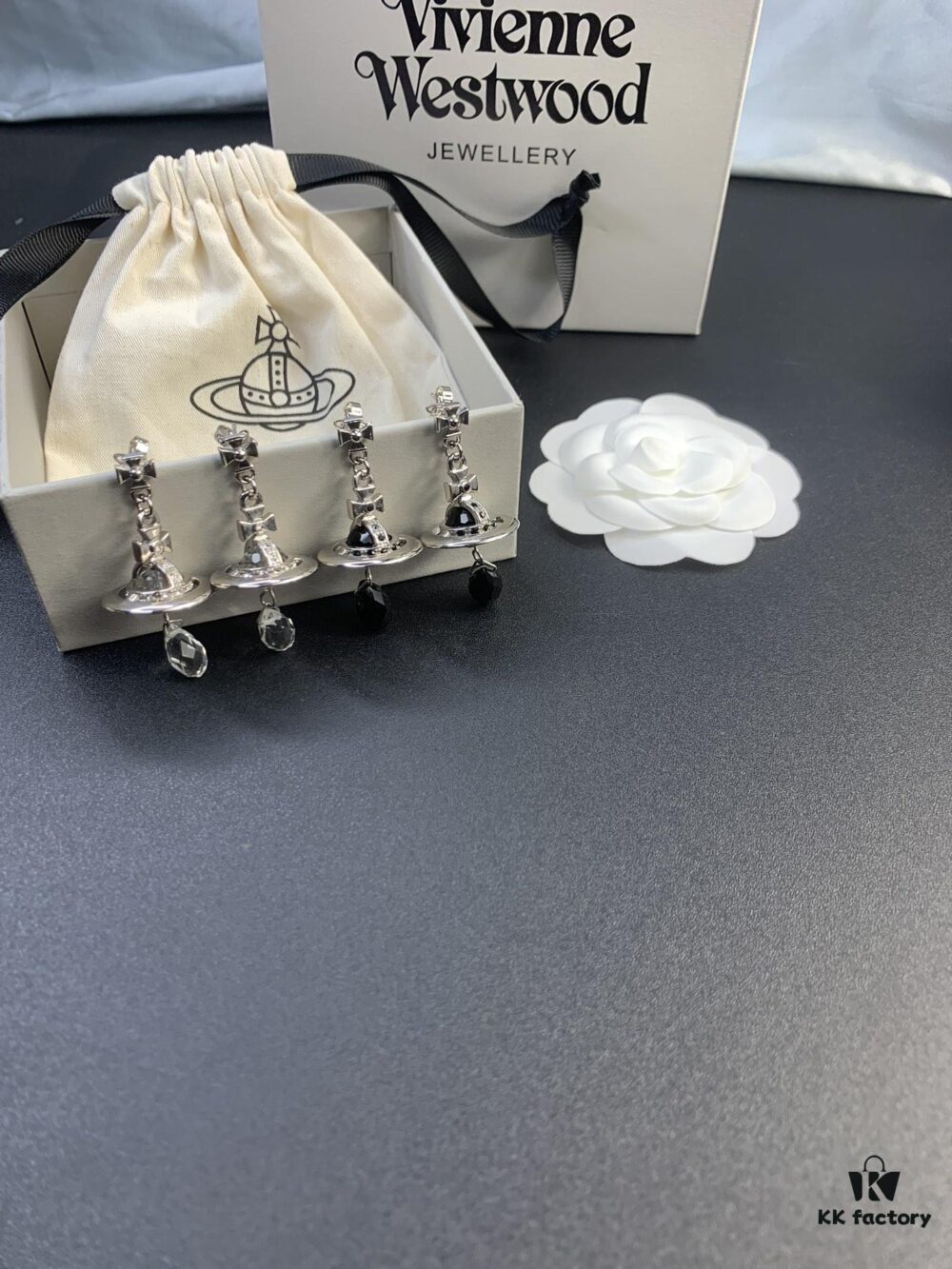 6930127012f62673a6fac696 West Queen Crystal Drip Earrings, Clear Quartz and Black Crystal