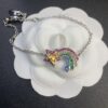 6930128a12f62673a6fac6bc West Queen Rainbow Heart and Pentagon Necklace, Bracelet, and Earring Set, Electroplated 18K Real Gold, Available in White Gold and Rose Gold