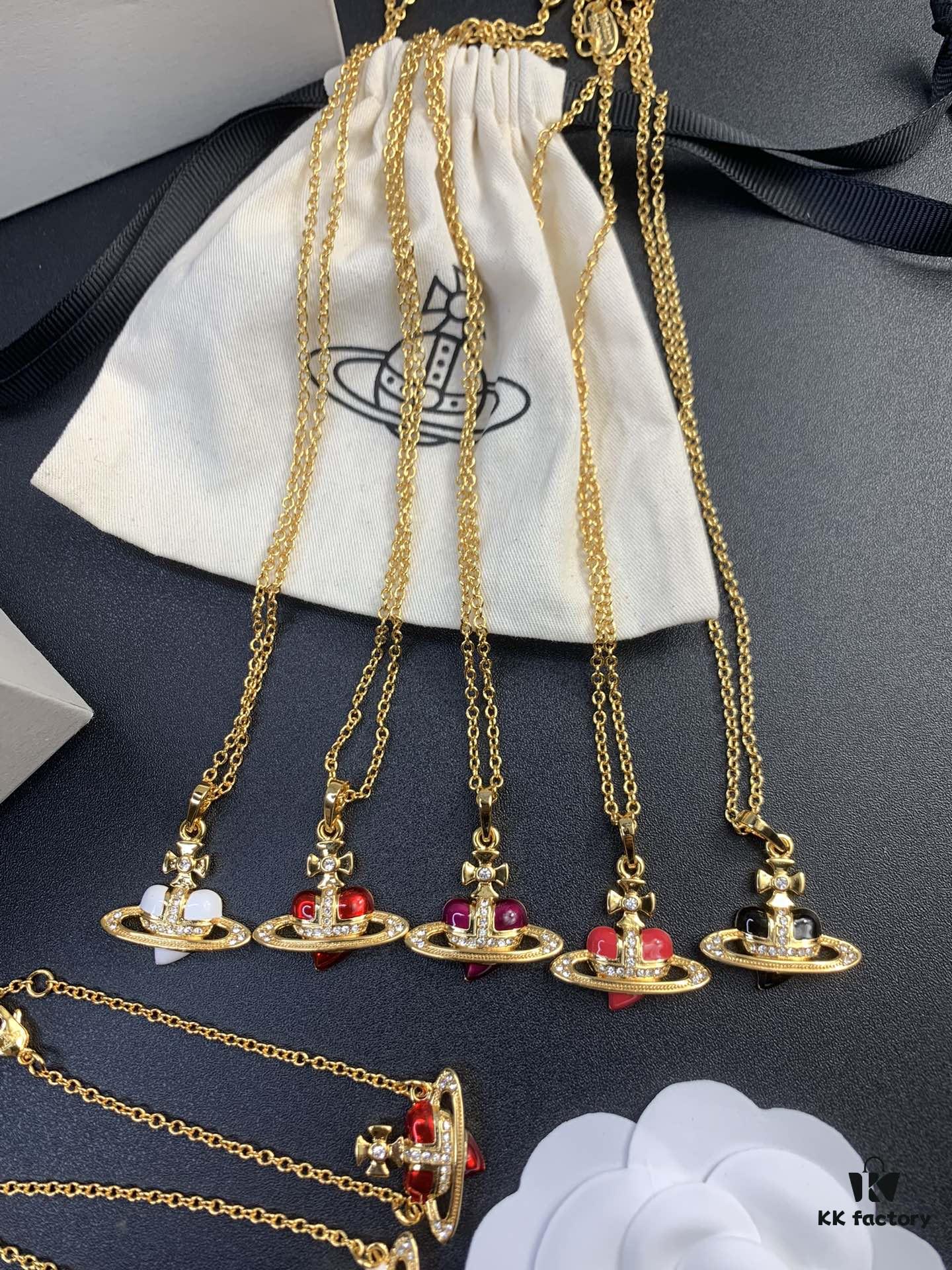 West Queen Golden Resin Heart Necklace, Bracelet, and Earring Set, Available in Multiple Colors
