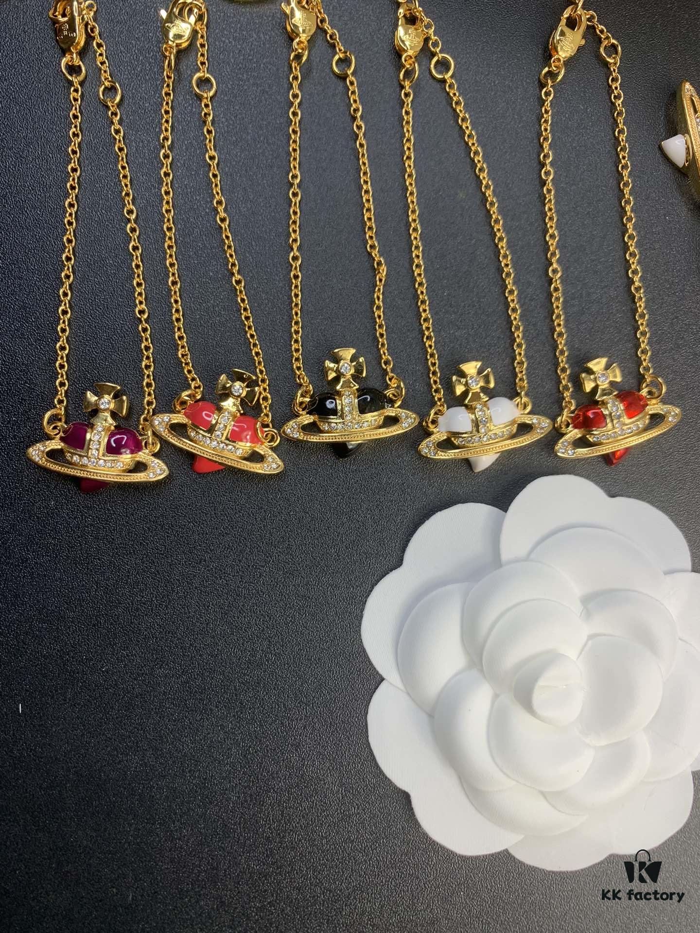 West Queen Golden Resin Heart Necklace, Bracelet, and Earring Set, Available in Multiple Colors