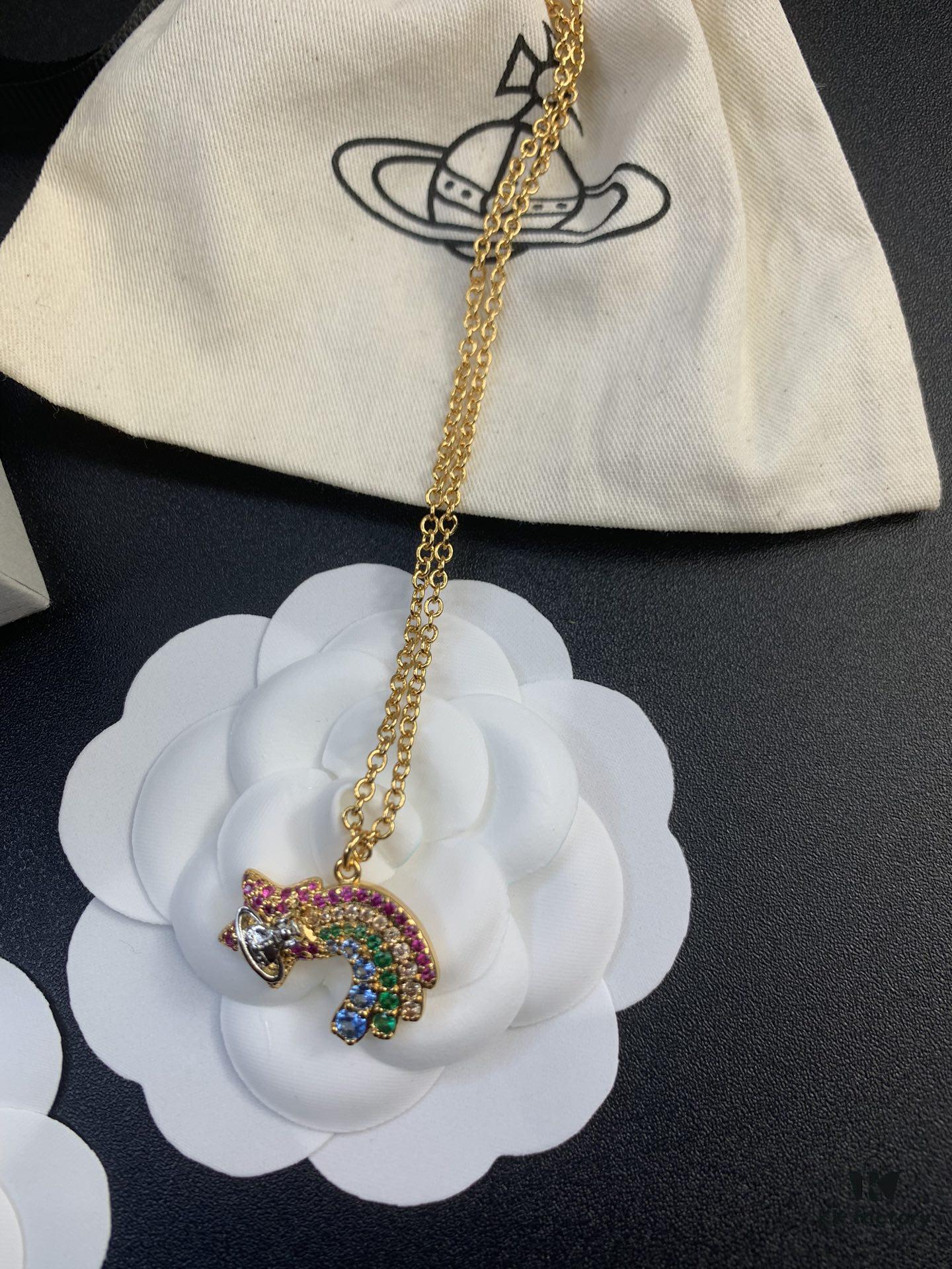 6930129312f62673a6fac6cb West Queen Rainbow Heart and Pentagon Necklace, Bracelet, and Earring Set, Electroplated 18K Real Gold, Available in White Gold and Rose Gold
