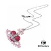 Valentine's Day Pink Heart Track Pendant Brooch Set by West Queen
