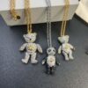 West Queen Articulated Bear Necklace 72cm, Earrings and Lapel Pin Set