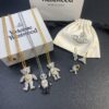 West Queen Articulated Bear Necklace 72cm, Earrings and Lapel Pin Set