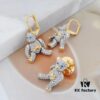 West Queen Articulated Bear Necklace 72cm, Earrings and Lapel Pin Set