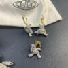 West Queen Articulated Bear Necklace 72cm, Earrings and Lapel Pin Set