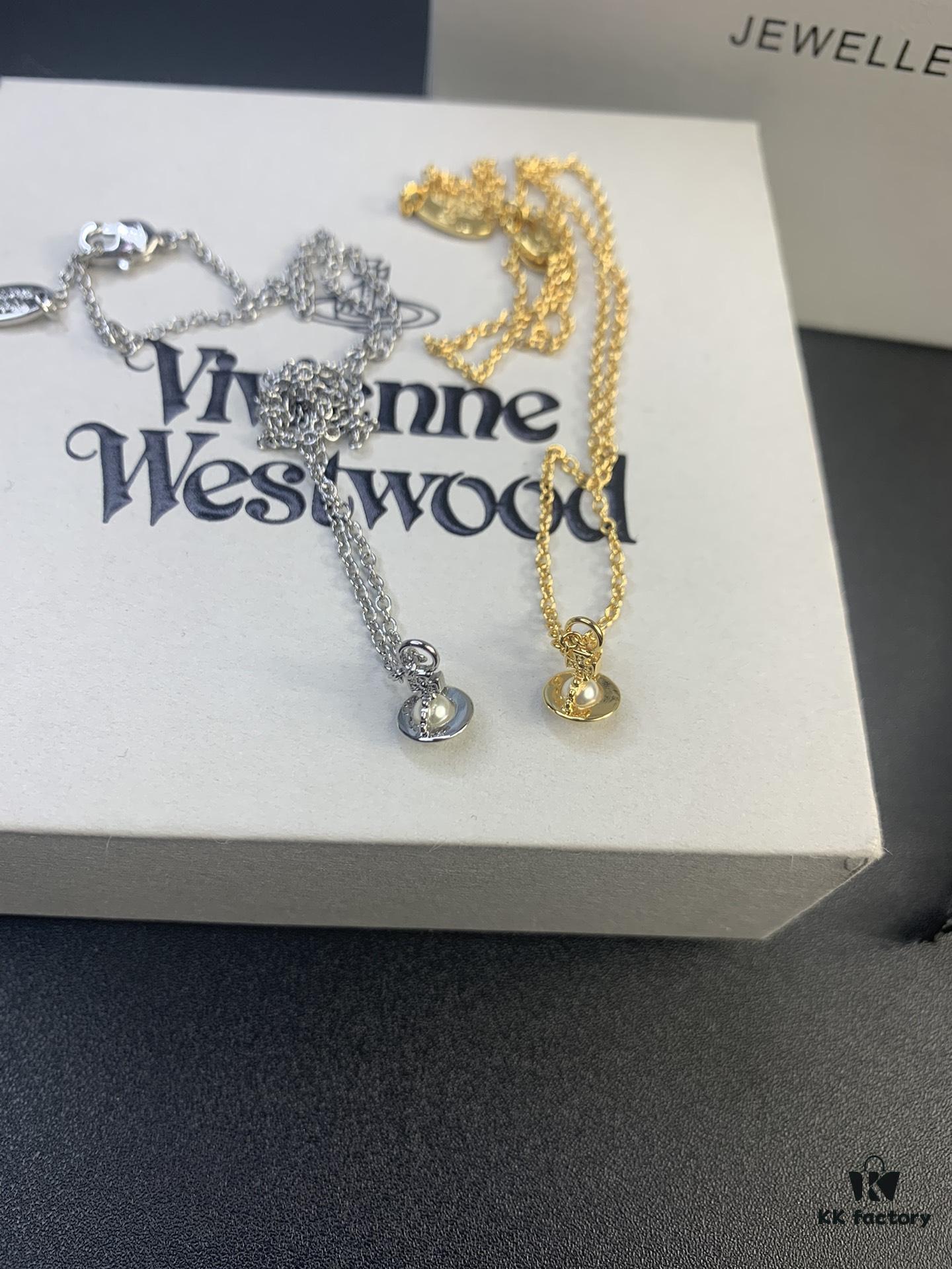 693012a612f62673a6fac6e9 West Dame Mini Pearl Saturn Necklace in Gold and Silver Two Colors