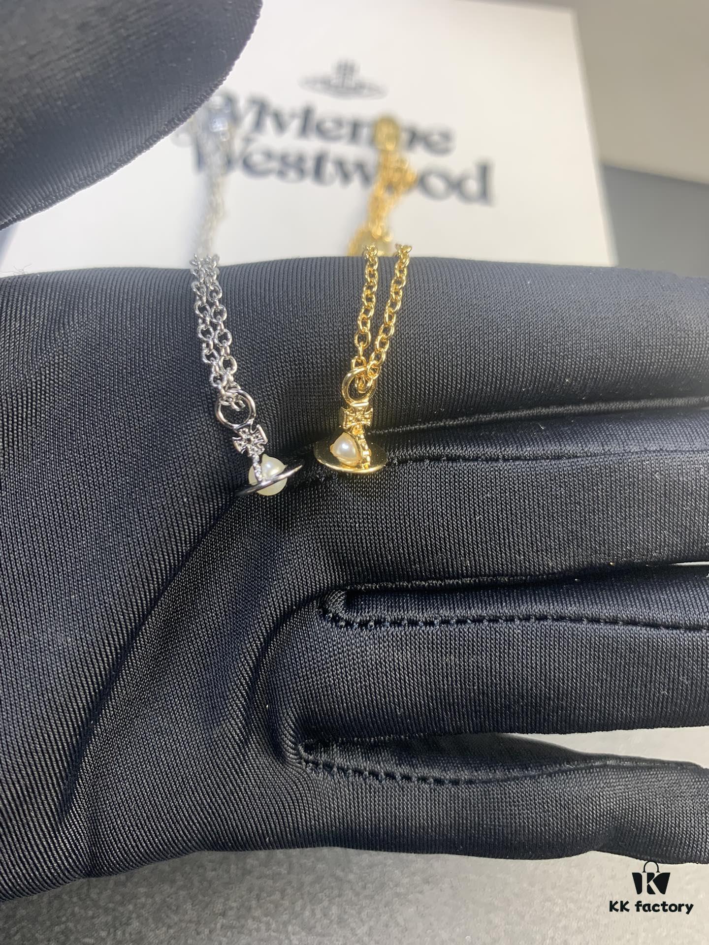 693012a712f62673a6fac6ee West Dame Mini Pearl Saturn Necklace in Gold and Silver Two Colors
