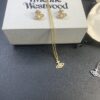 WEST QUEEN Cross Texture Zircon Pearl Saturn Necklace in Gold and White Gold Two Colors