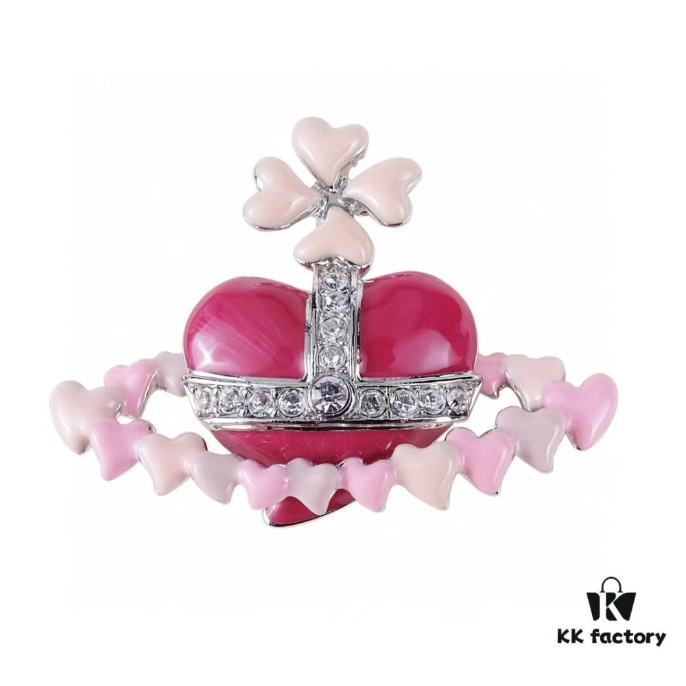 693012ae12f62673a6fac6f8 Valentine's Day Pink Heart Track Pendant Brooch Set by West Queen