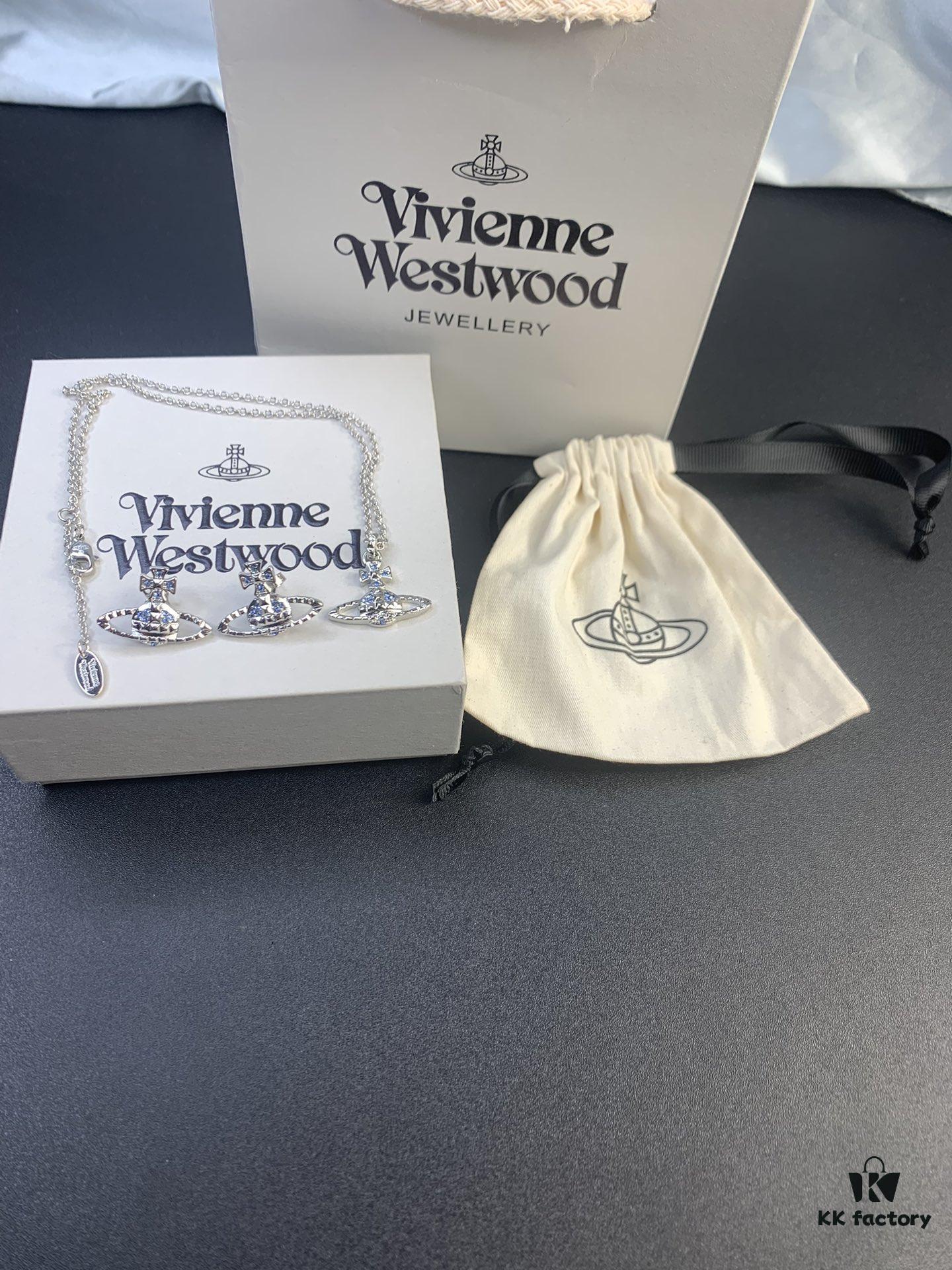 693012b712f62673a6fac703 West Grandma Rivet Saturn Blue Diamond Necklace and Stud Earring Set