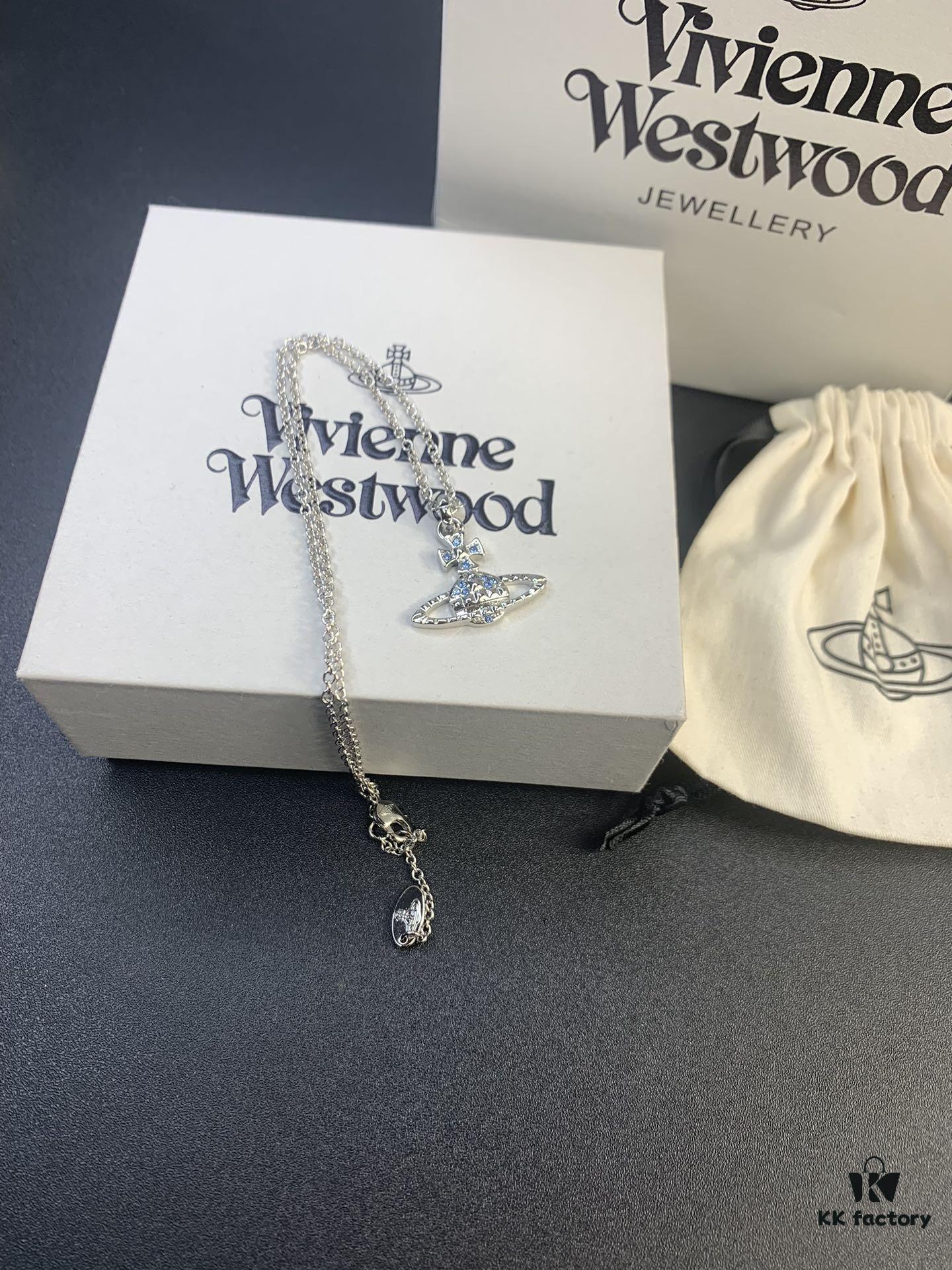 693012c012f62673a6fac711 West Grandma Rivet Saturn Blue Diamond Necklace and Stud Earring Set