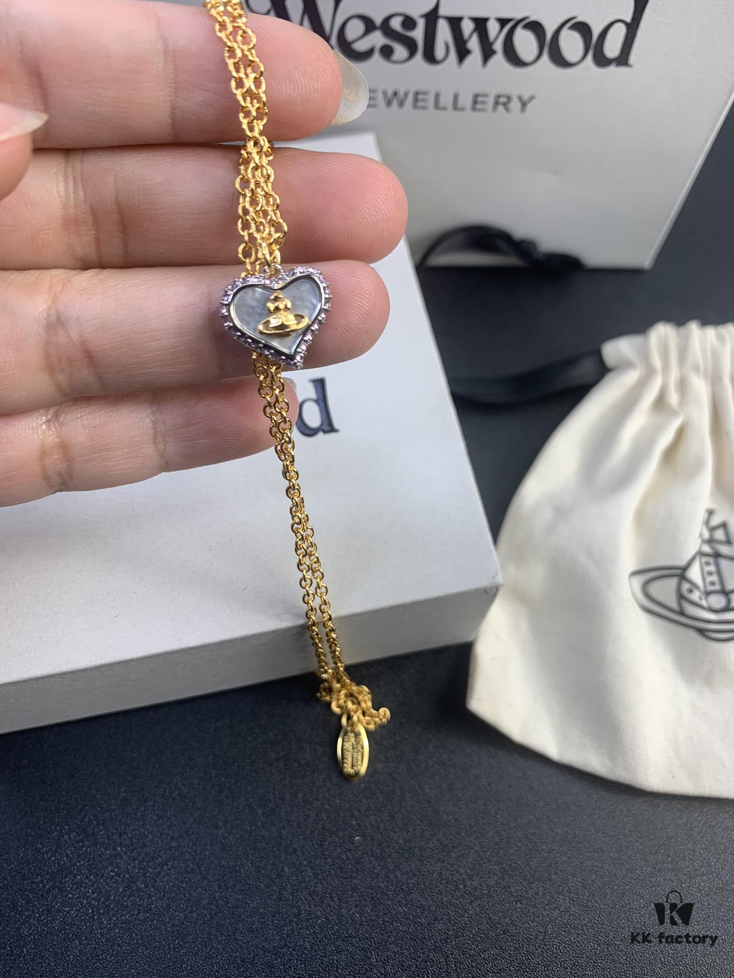 Westcliff Love Shell Necklace with Purple and White Zircon in Two-Tone Gold-Tone Metal