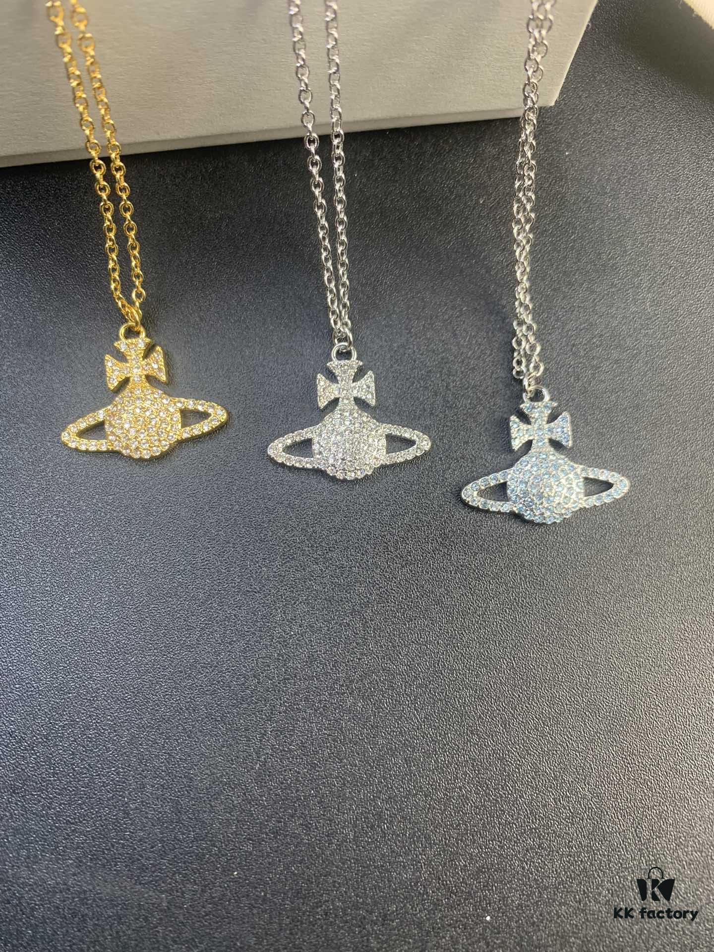 West Queen Full Diamond Blue Necklace
