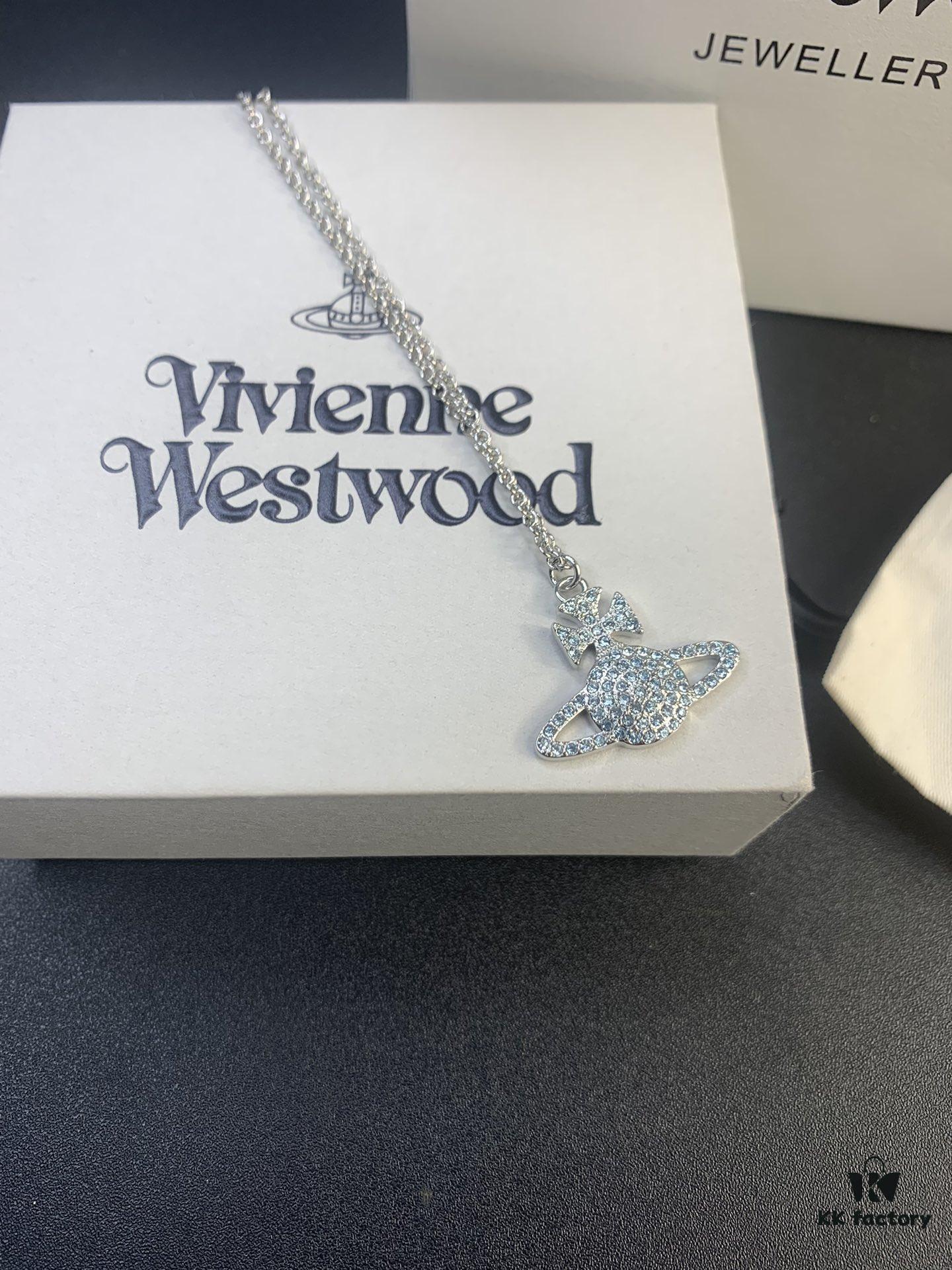 West Queen Full Diamond Blue Necklace