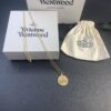 West Grandma Matte Silver and Gold Letter Logo Round Necklace in Two Tones