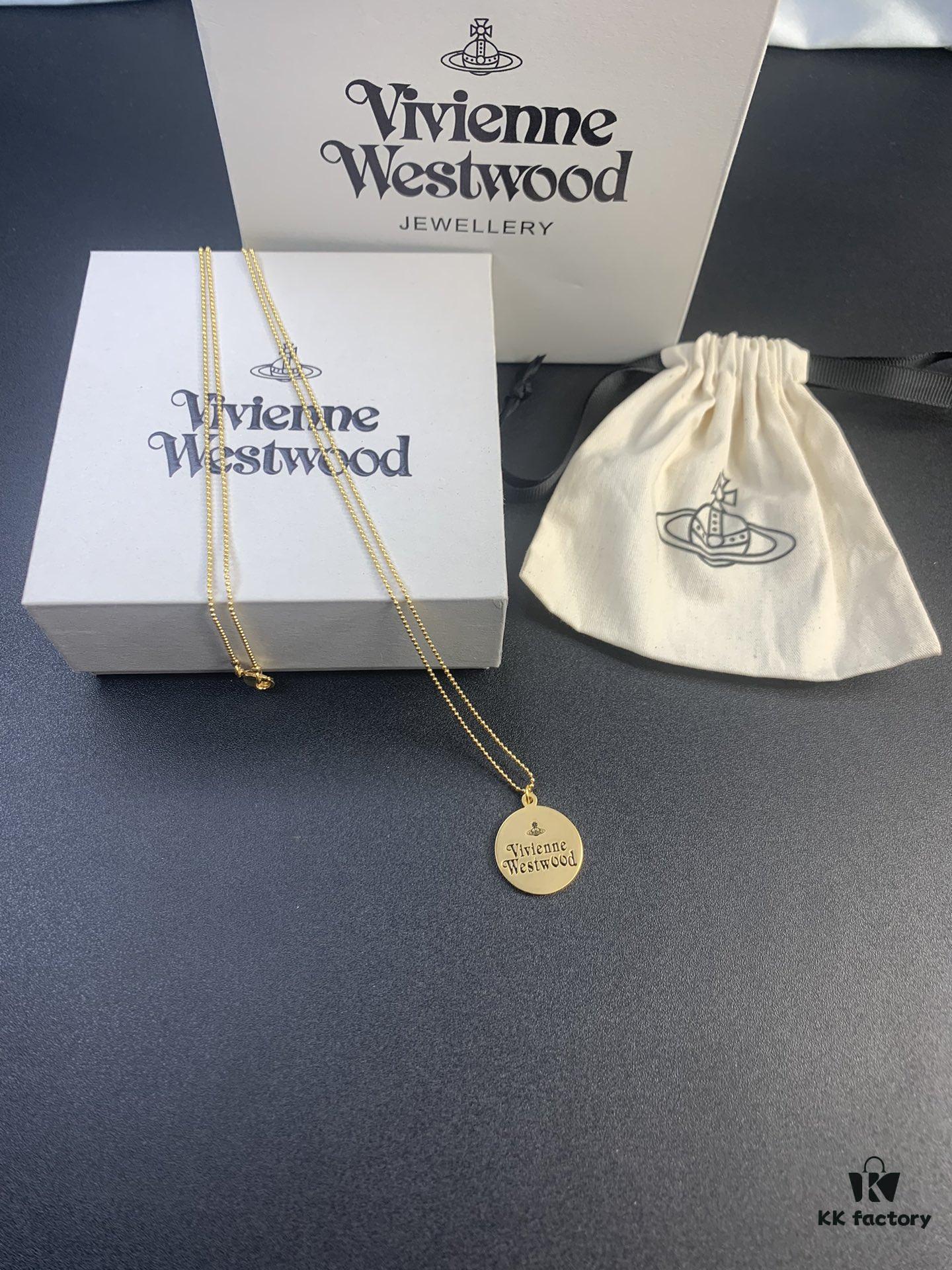 West Grandma Matte Silver and Gold Letter Logo Round Necklace in Two Tones