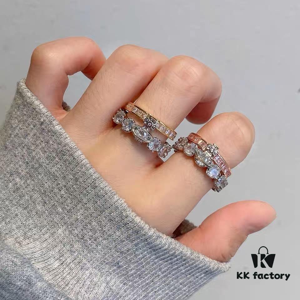 693012eb12f62673a6fac752 Vivienne Westwood Saturn Double-Layer Rhinestone Ring, Luxurious and Elegant