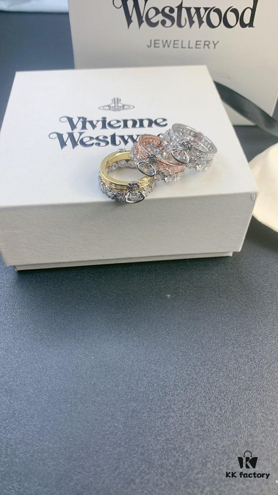 693012eb12f62673a6fac753 Vivienne Westwood Saturn Double-Layer Rhinestone Ring, Luxurious and Elegant