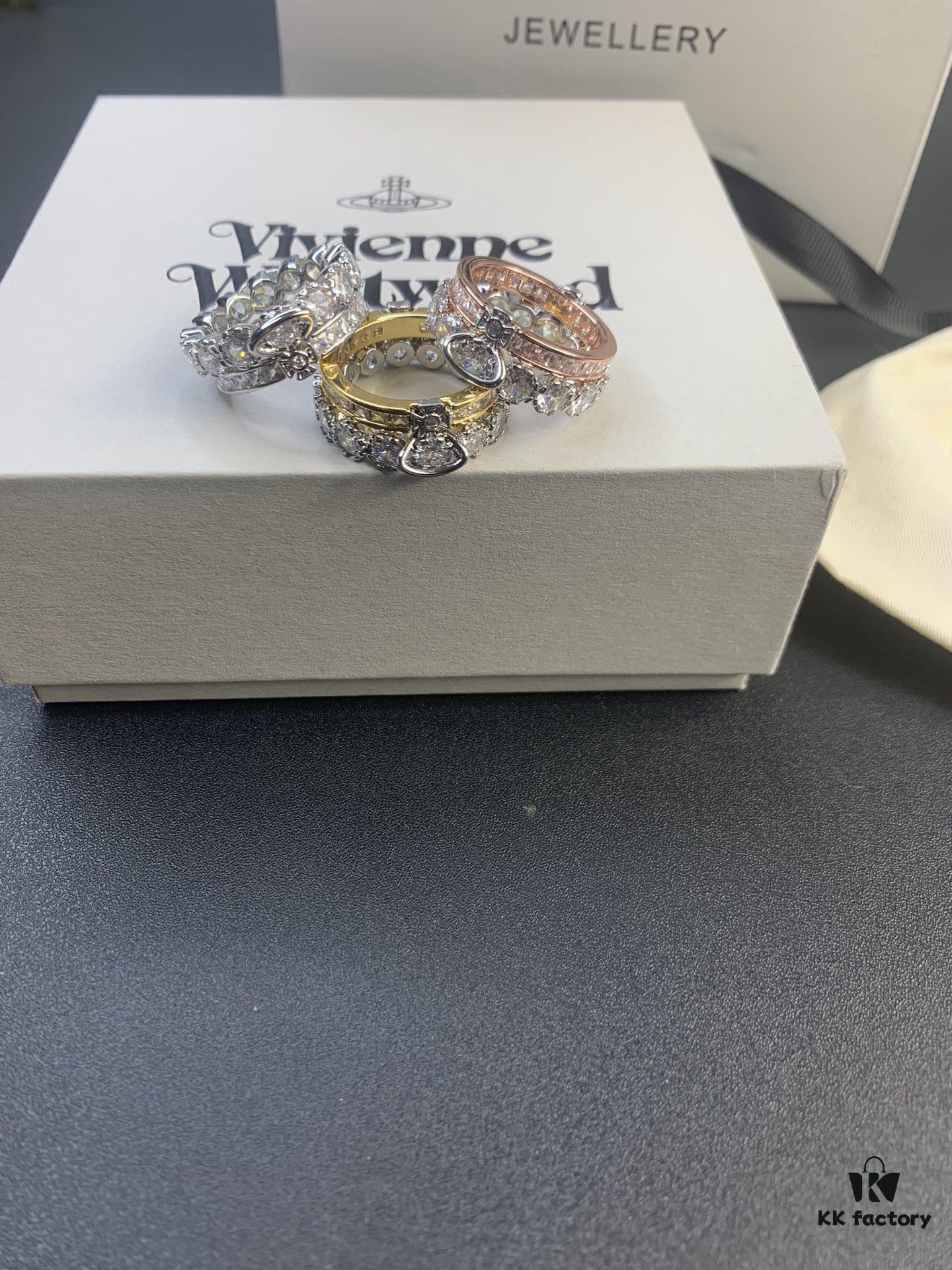 693012ed12f62673a6fac755 Vivienne Westwood Saturn Double-Layer Rhinestone Ring, Luxurious and Elegant