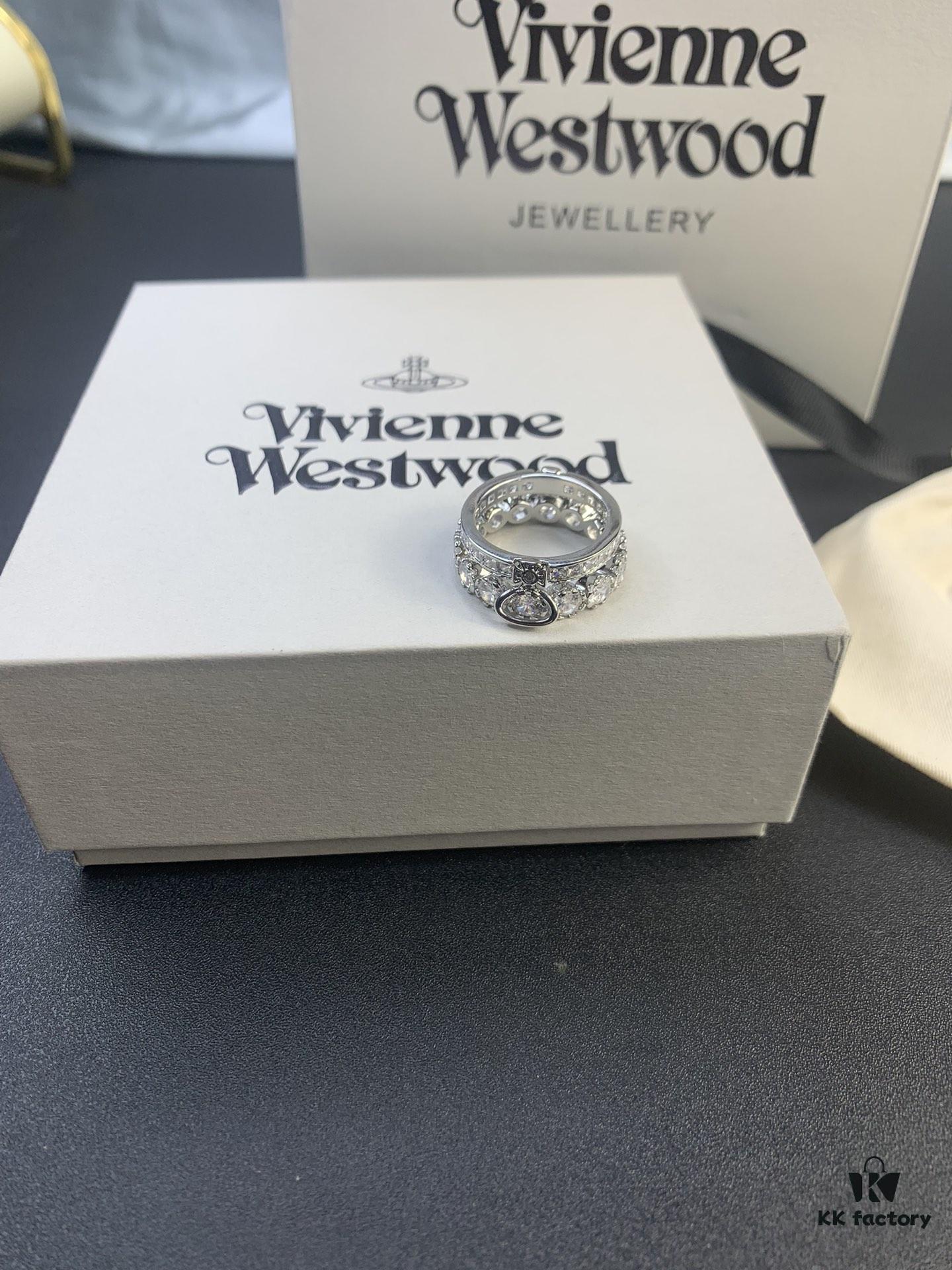 693012ed12f62673a6fac756 Vivienne Westwood Saturn Double-Layer Rhinestone Ring, Luxurious and Elegant
