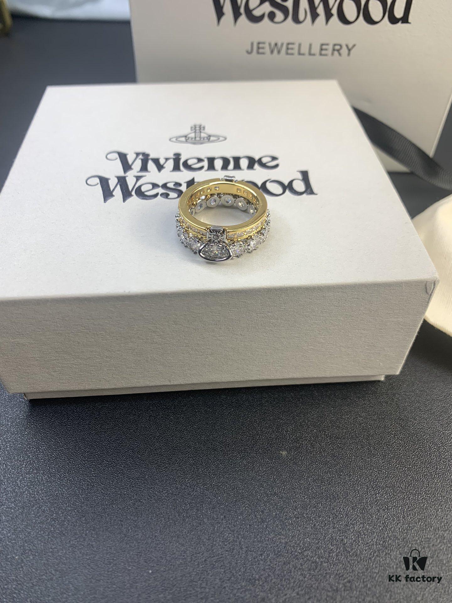693012ef12f62673a6fac759 Vivienne Westwood Saturn Double-Layer Rhinestone Ring, Luxurious and Elegant