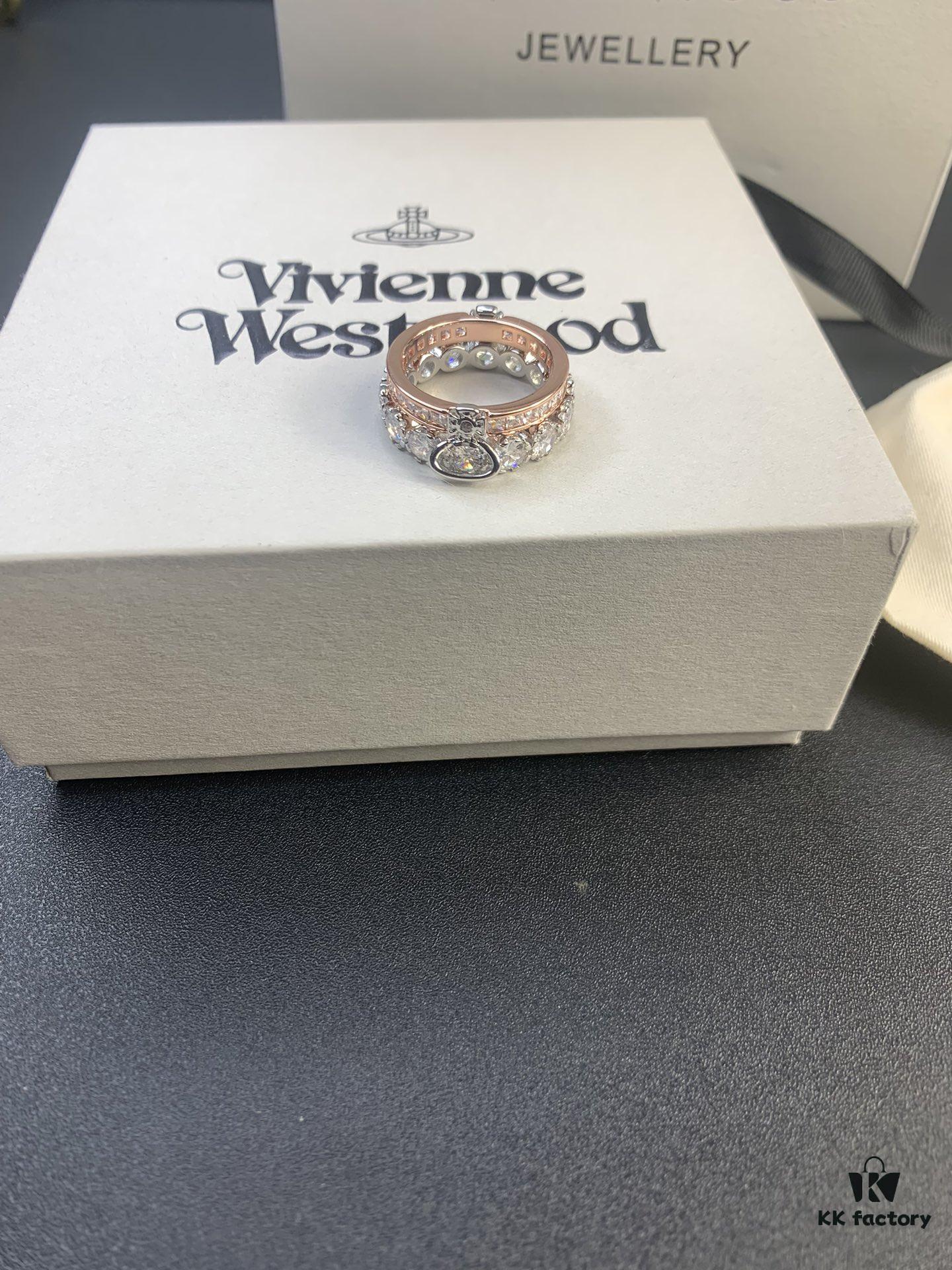 693012f212f62673a6fac75f Vivienne Westwood Saturn Double-Layer Rhinestone Ring, Luxurious and Elegant