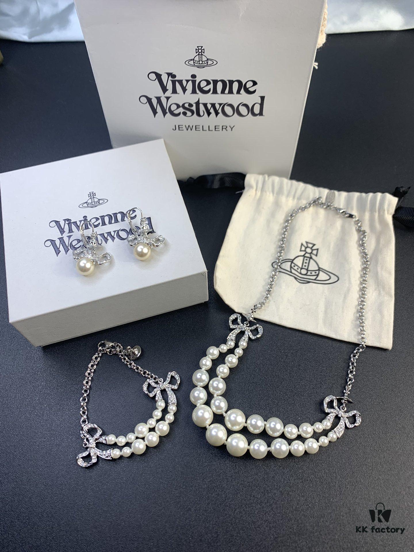 693012f712f62673a6fac767 West Queen Bow Double-Layer Pearl Set Stud Earrings Bracelet Necklace