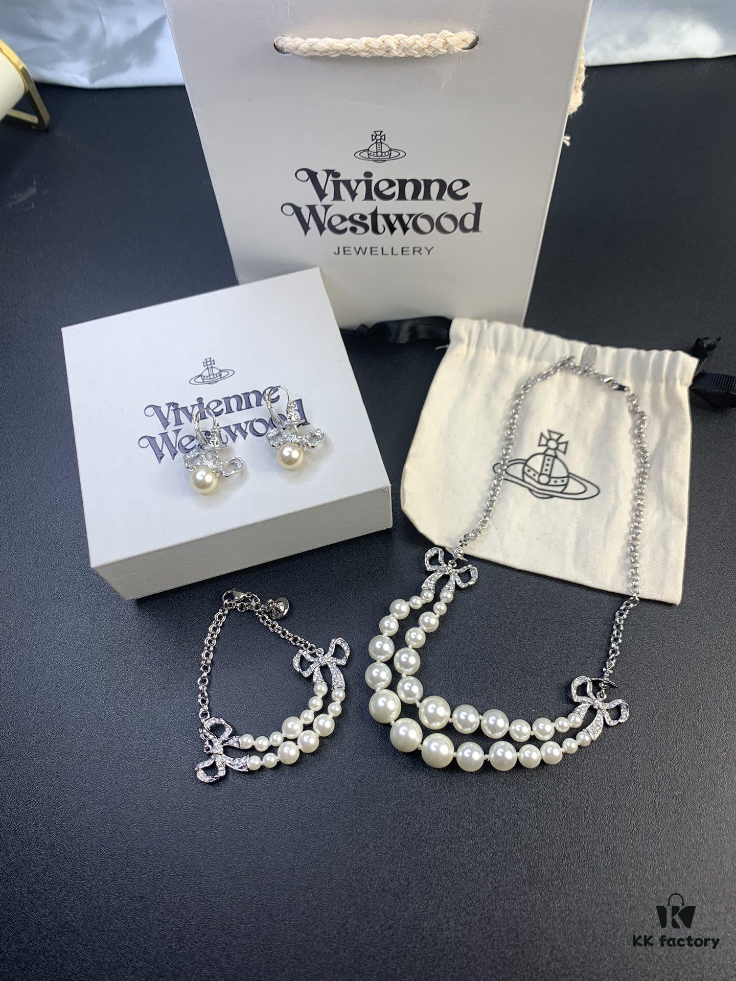 693012f812f62673a6fac769 West Queen Bow Double-Layer Pearl Set Stud Earrings Bracelet Necklace