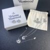 West Queen Half-Moon Saturn Ear Studs Bracelet Necklace Set in Gold and Silver Tones