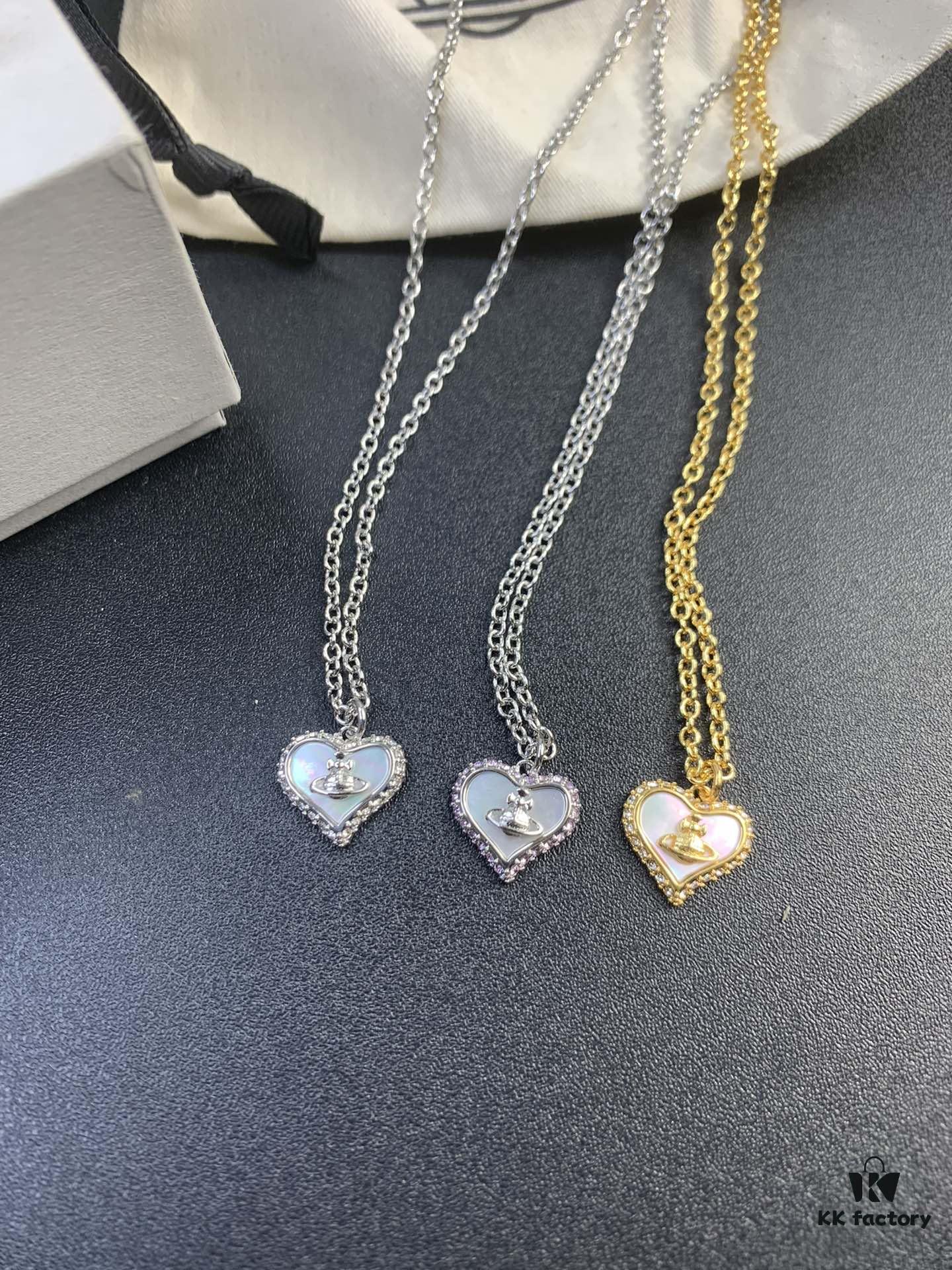 6930130412f62673a6fac77c Vivienne Westwood Pearl and Crystal Necklace and Stud Earrings Set, Available in Purple Crystal with White Shell and White Crystal with White Shell
