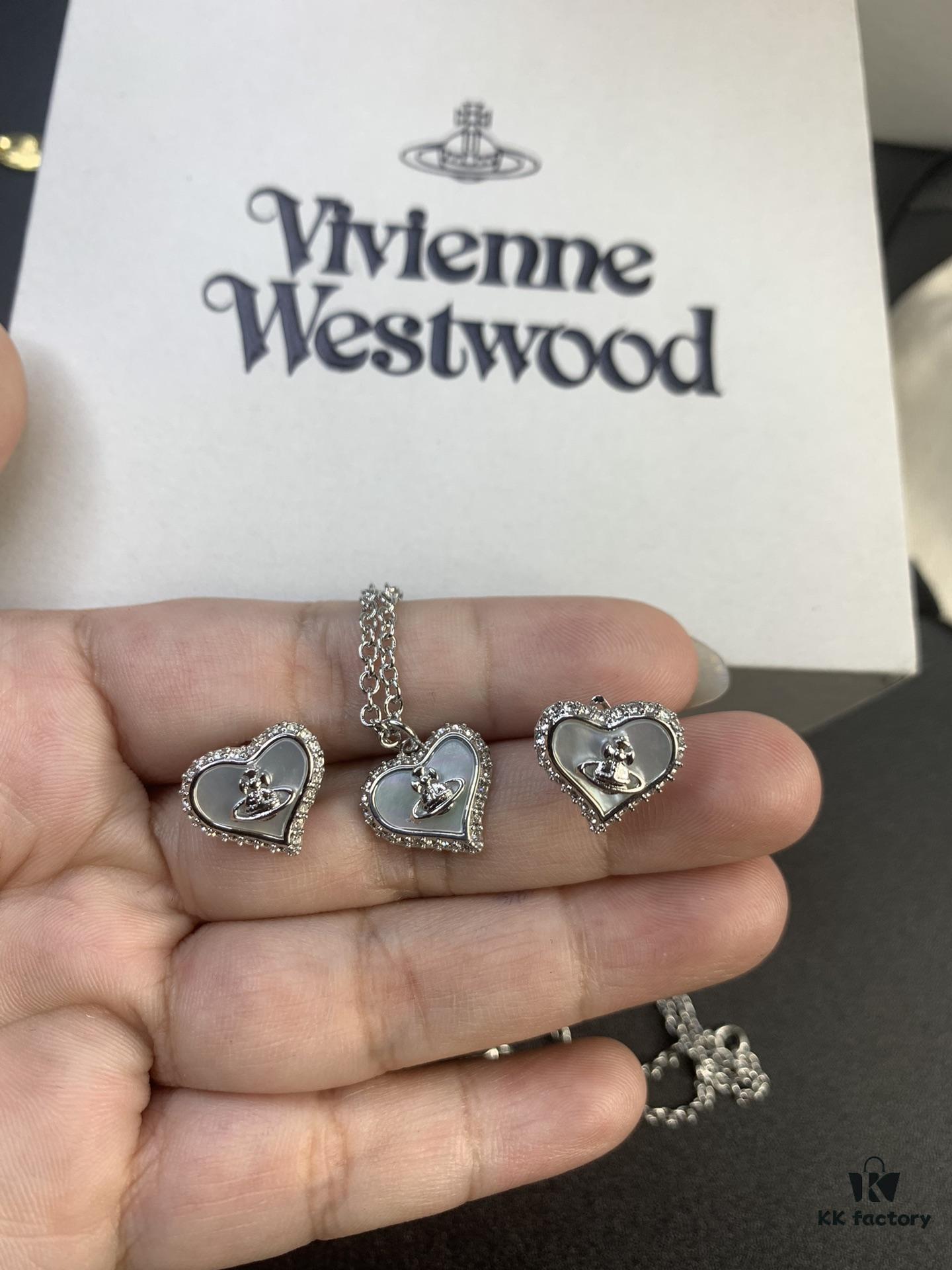 6930130512f62673a6fac77d Vivienne Westwood Pearl and Crystal Necklace and Stud Earrings Set, Available in Purple Crystal with White Shell and White Crystal with White Shell