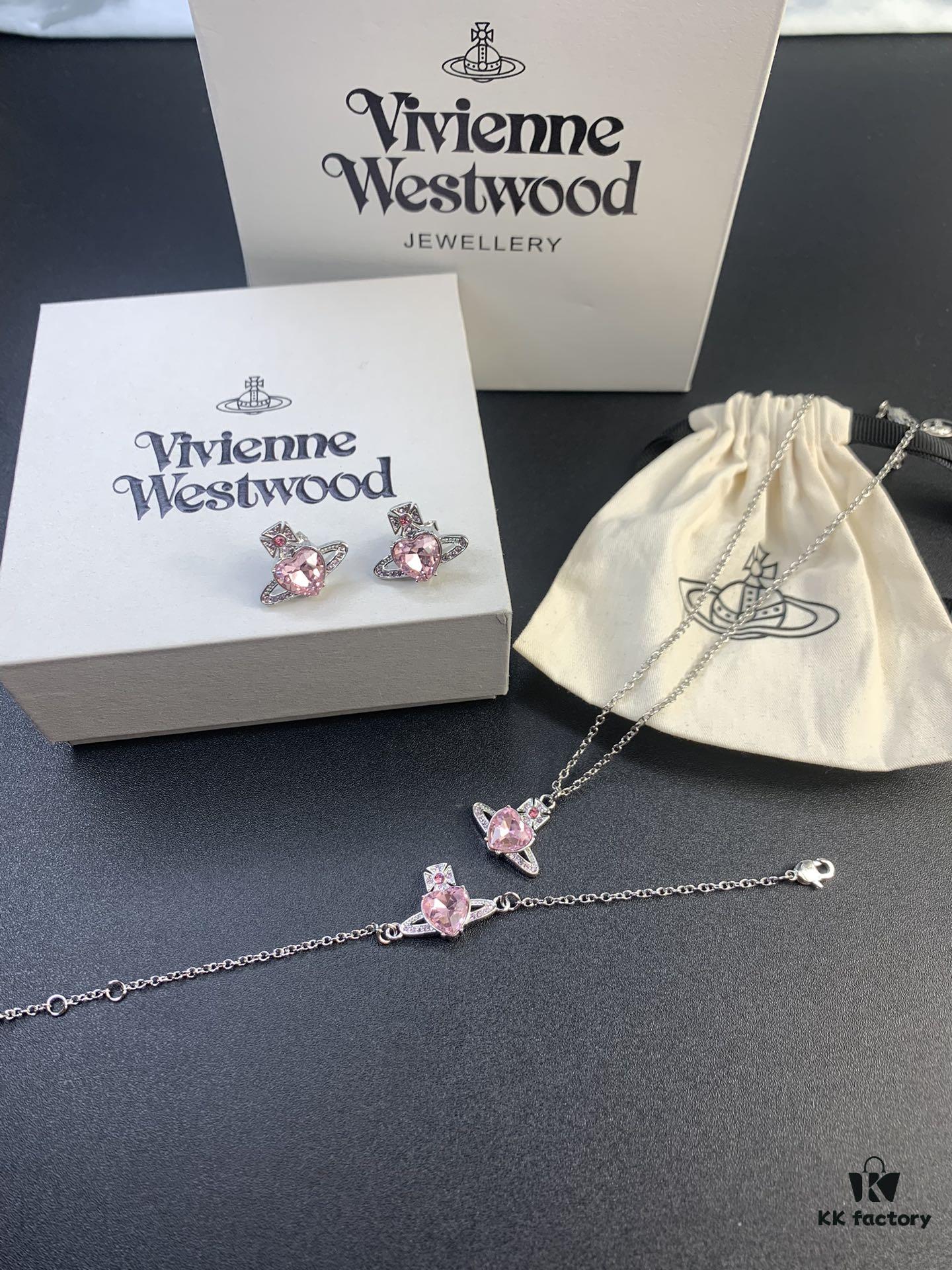 6930131712f62673a6fac793 West Queen Pink Diamond Necklace, Bracelet, and Earring Set in Gold-Plated Material