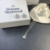 West Queen Round Diamond Necklace and Stud Earrings Set