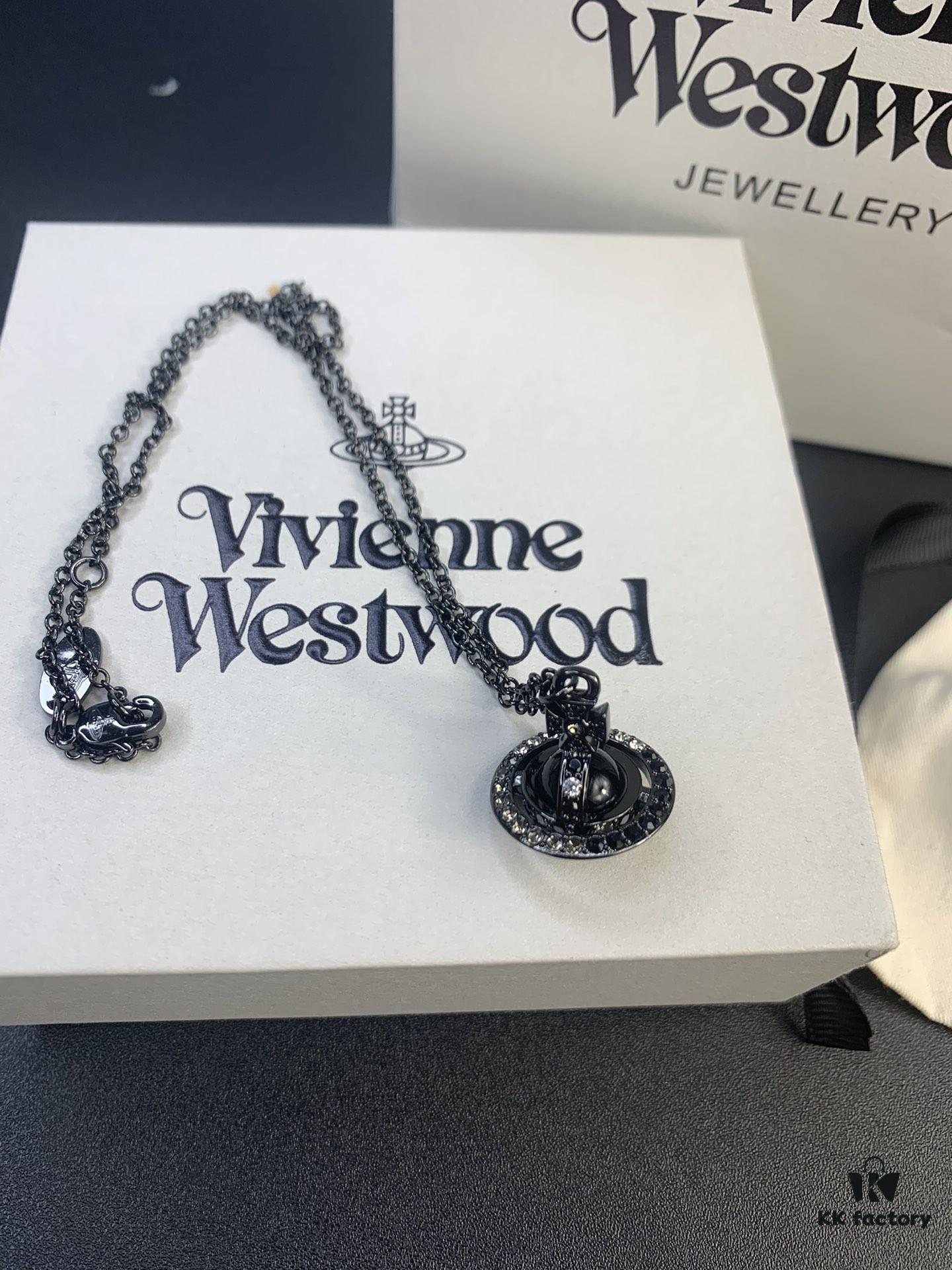 6930133012f62673a6fac7b4 Vivienne Westwood Saturn Gradient Orbit Necklace, High-End and Luxurious