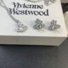 West Queen Round Diamond Necklace and Stud Earrings Set