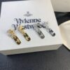 West Queen High-End Rectangular Stud Earrings in Yellow Gold and White Gold, Two Colors