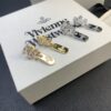 West Queen High-End Rectangular Stud Earrings in Yellow Gold and White Gold, Two Colors