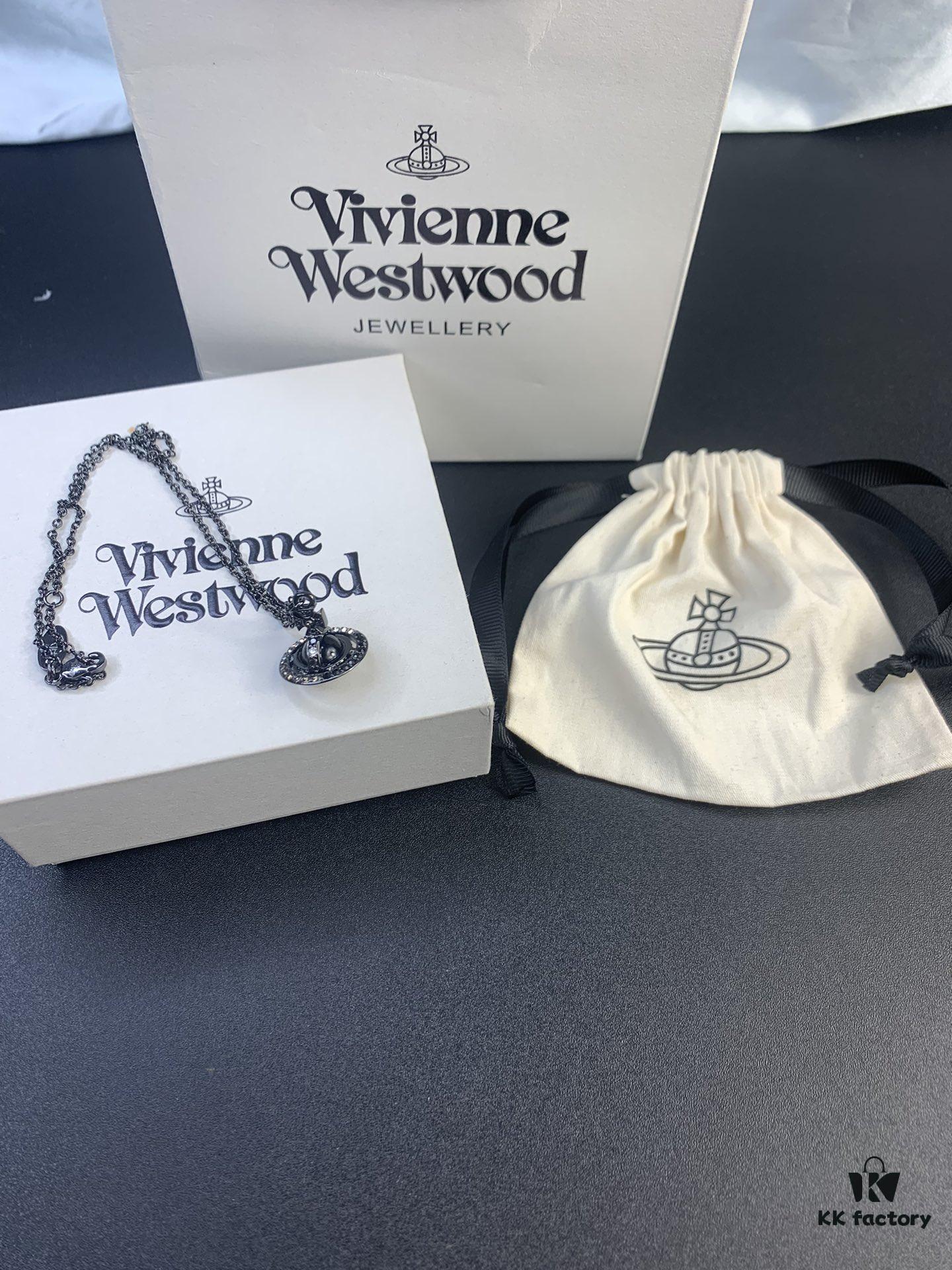 6930133d12f62673a6fac7c0 Vivienne Westwood Saturn Gradient Orbit Necklace, High-End and Luxurious