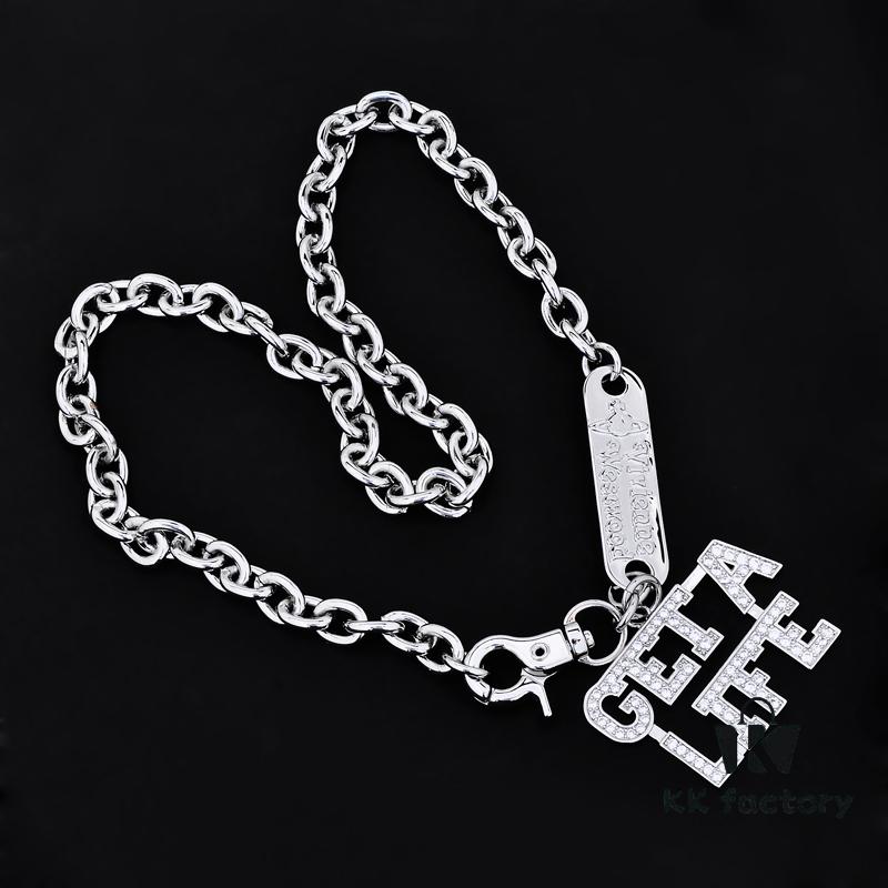West Queen Large Letter Square Pendant Necklace