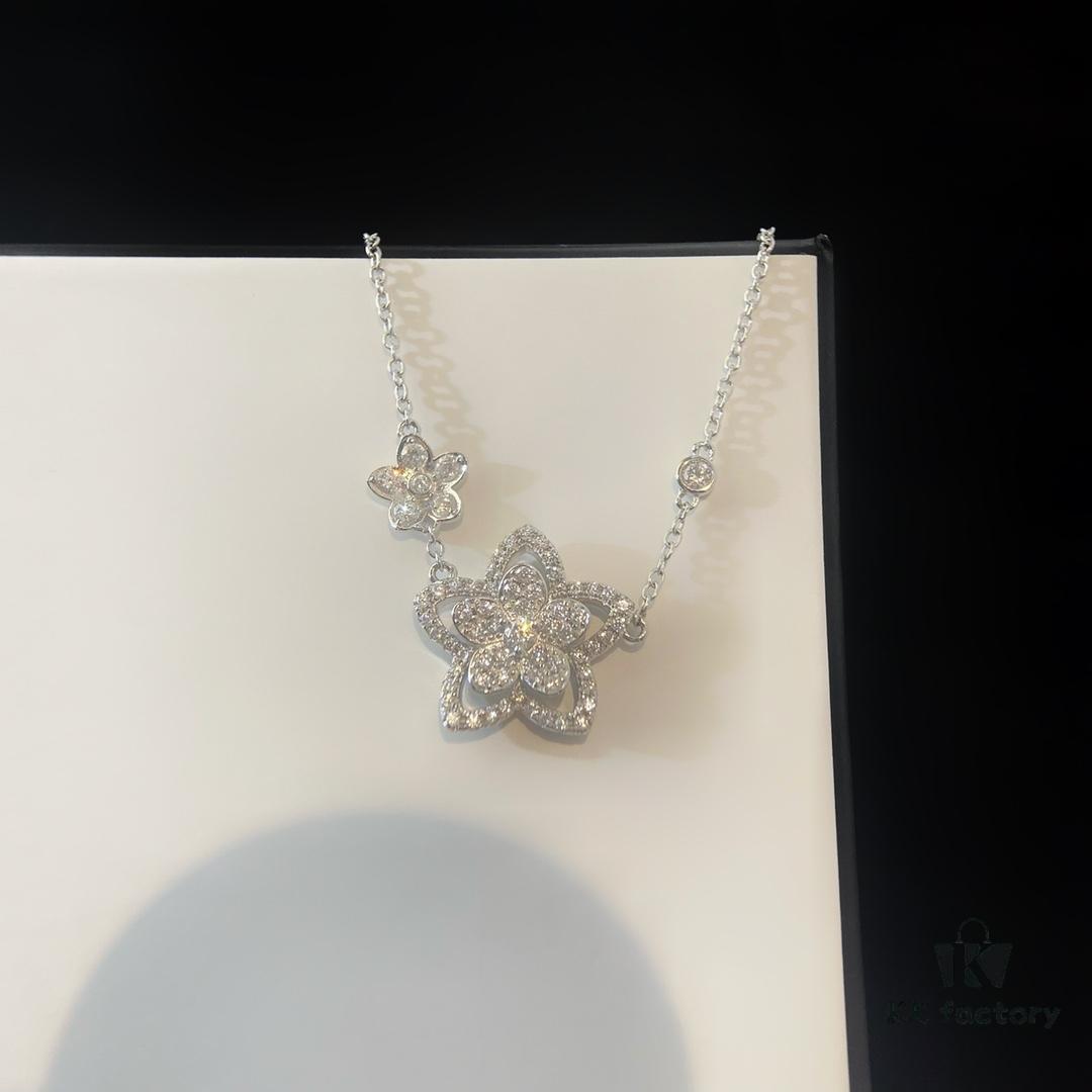 6930136b12f62673a6fac7fb FlowerGirl White Gold Champagne Gold Graff Floral Duo Necklace